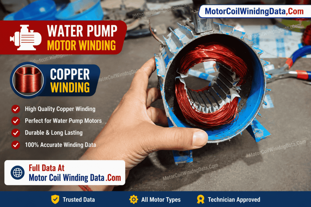 0.5Hp 0.37 kW Water Pump Motor Winding Data | Kirloskar Pumps |Domestic Water pump motor winding data | Tulu Pump 8 0.5Hp 0.37 kW Water Pump Motor Winding Data