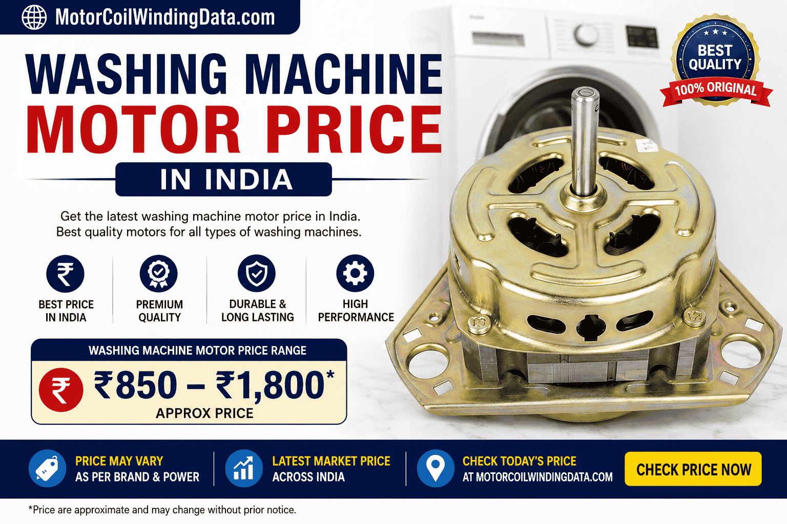 Washing Machine Motor Price in India (2026) – Latest Price List & Compare All Washing Machine Motors. 3 washing machine motor price
